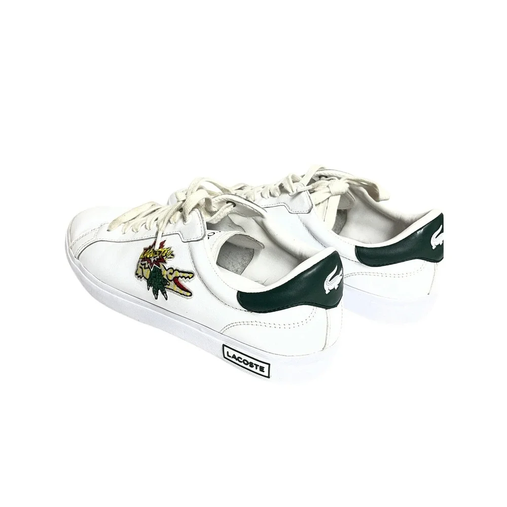 Lacoste Sneakers shoes White Green Crocodile Logo Lace Up Low Top Mens Size 9.5‎